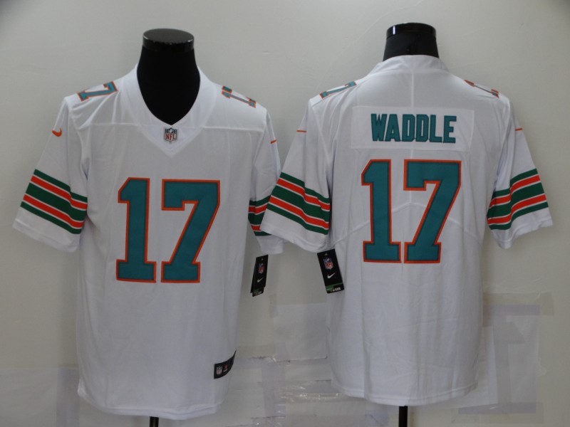 Men Miami Dolphins 17 Waddle White Nike Vapor Untouchable Limited 2021 NFL Jerseys